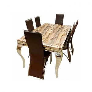 Elegant Marble Dinning With 6 Chairs