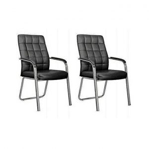 Emel Leather Conference Visitor Office Chair Set - 2pcs