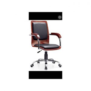 C.E.O Leather Top Wooden Swivel Office Chair - Brown